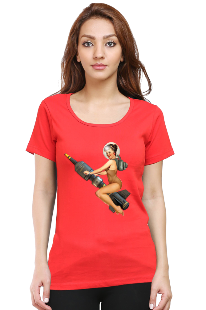 Women's Round Neck Half Sleeve Girly 2 T Shirt