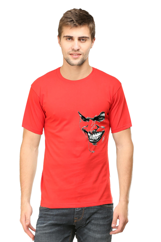 Unisex Round Neck Half Sleeve Superhero Joker Side T Shirt