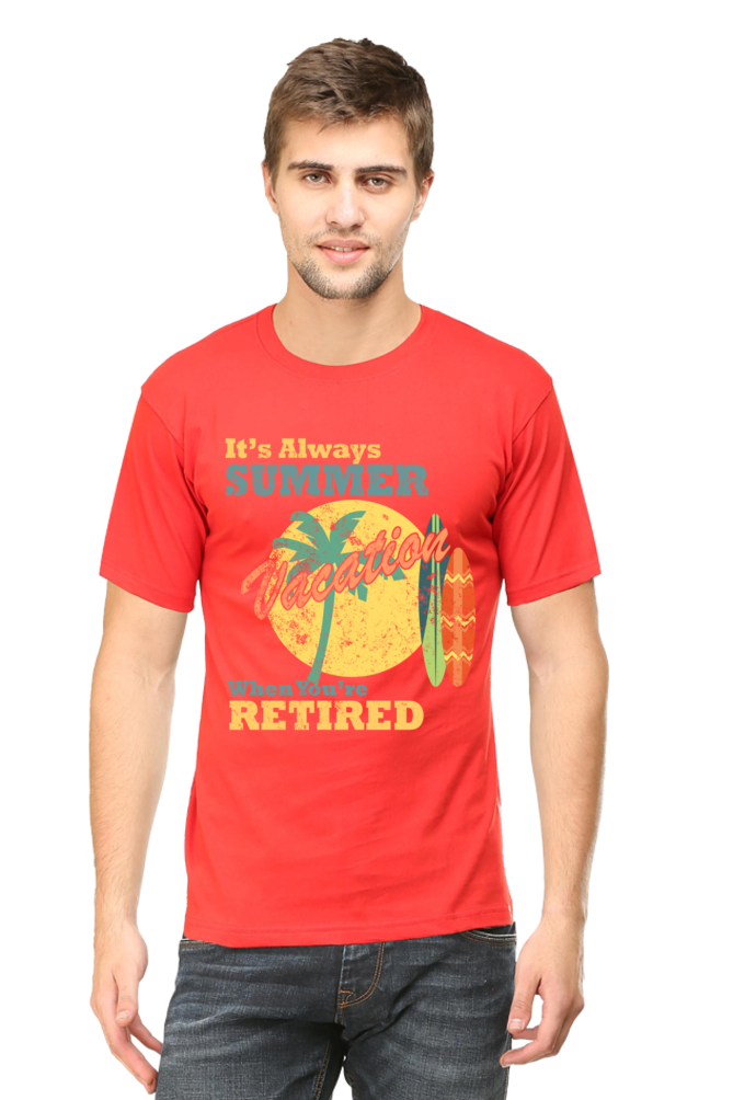 Unisex Round Neck Half Sleeve Retro Always Summer T Shirt