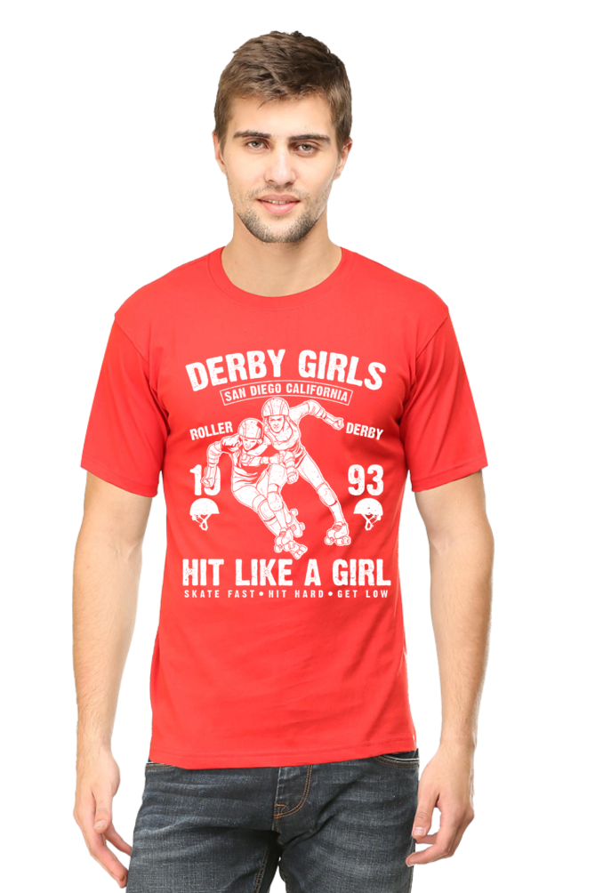 Unisex Round Neck Half Sleeve Retro Derby Girls T Shirt