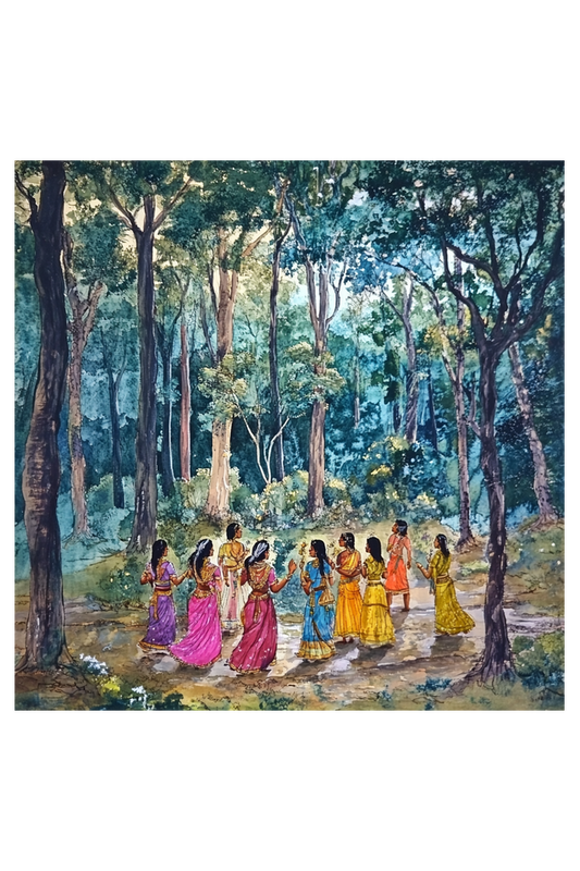 Ramayana Forest Ladies Art on Canvas with Frame | Home Decor and Wall Art