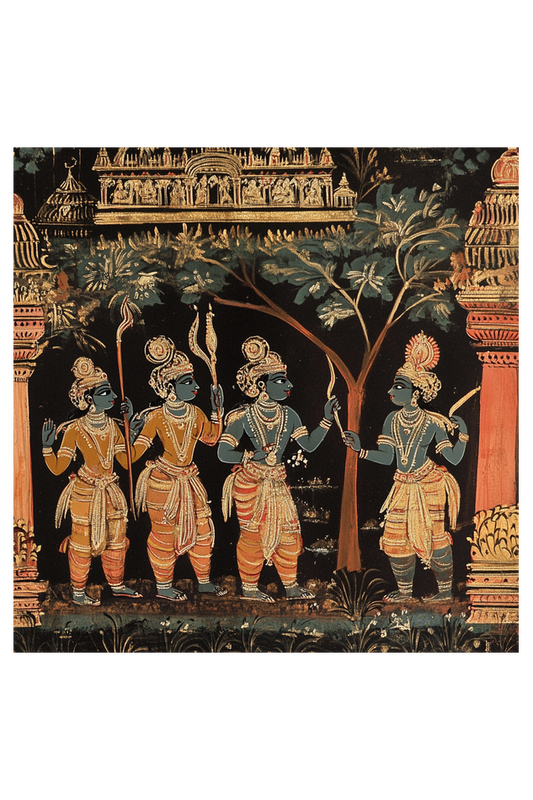 Ramayana Vanvyas Art on Canvas with Frame | Home Decor and Wall Art