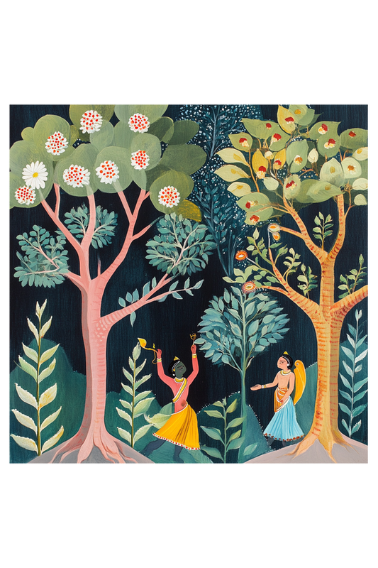 Ramayana Traditional Forest Art on Canvas with Frame | Home Decor and Wall Art