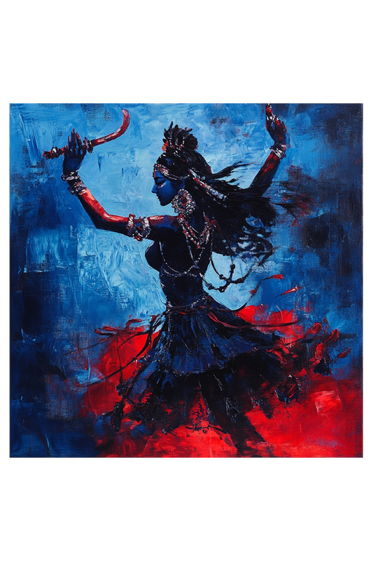 Mythology Goddess Kali Oil Painting on Canvas with Frame | Home Decor and Wall Art