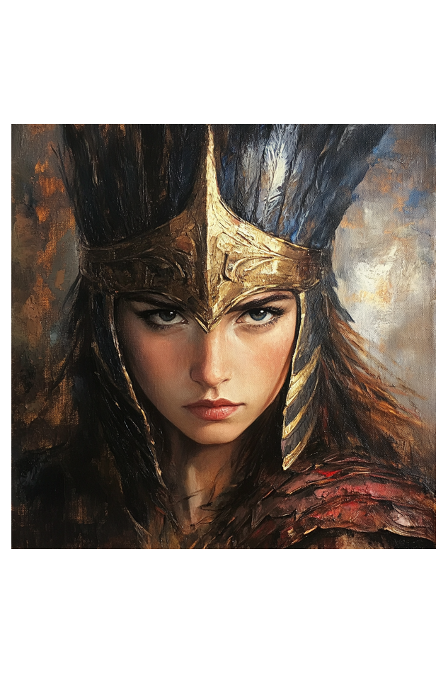 Mythology Athena Oil Painting on Canvas with Frame | Home Decor and Wall Art