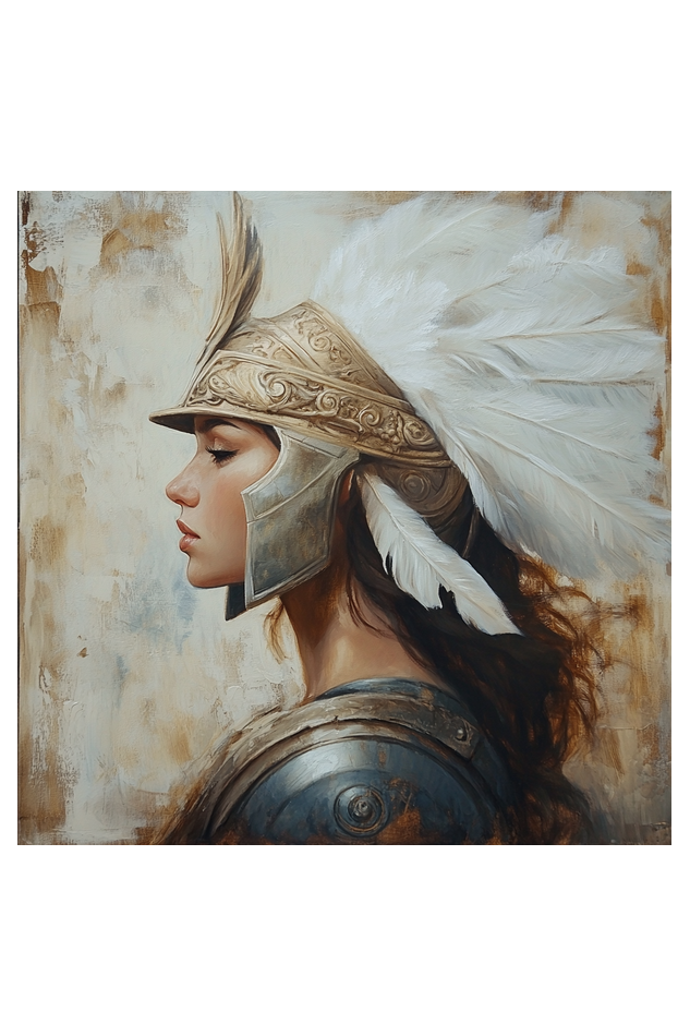 Mythology Athena Side Facing Oil Painting on Canvas with Frame | Home Decor and Wall Art