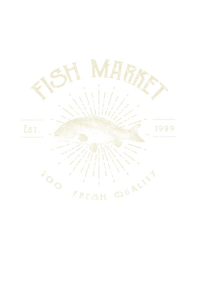 Unisex Round Neck Half Sleeve Retro Fish Market T Shirt