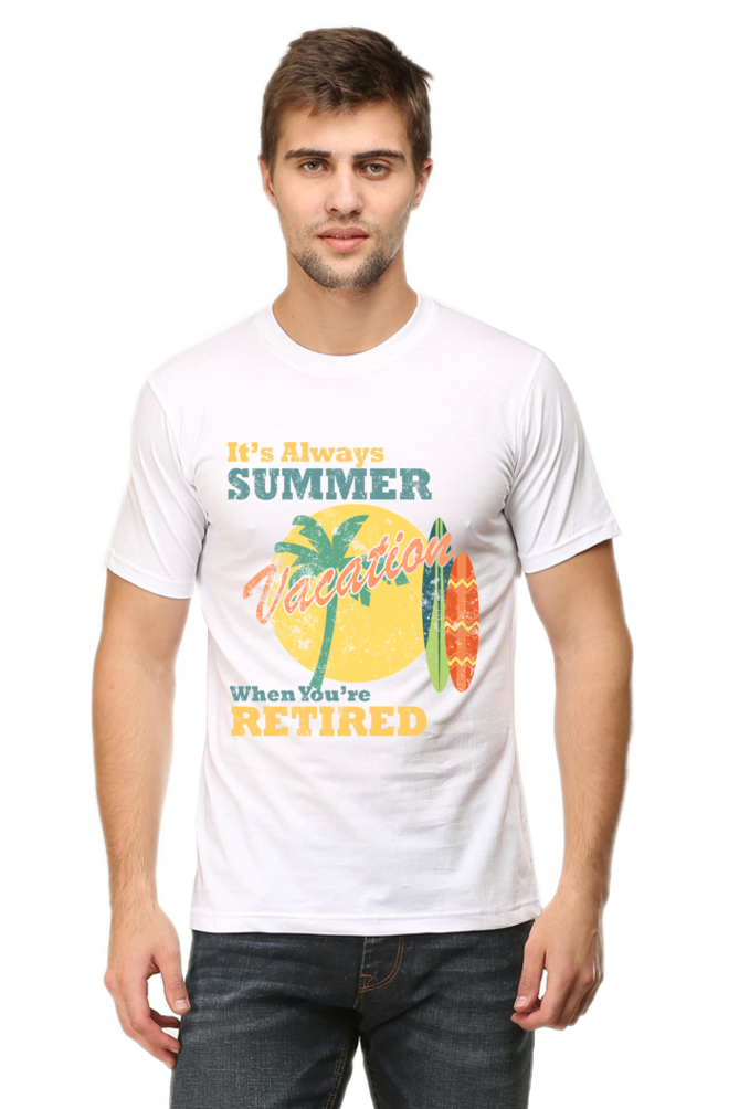 Unisex Round Neck Half Sleeve Retro Always Summer T Shirt