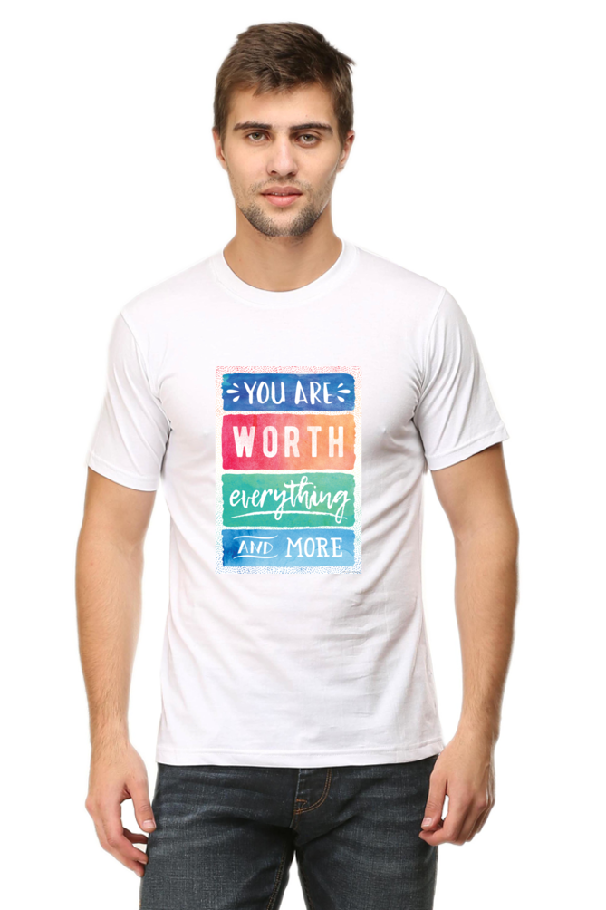 Unisex Round Neck Half Sleeve Quotes You are worth T Shirt