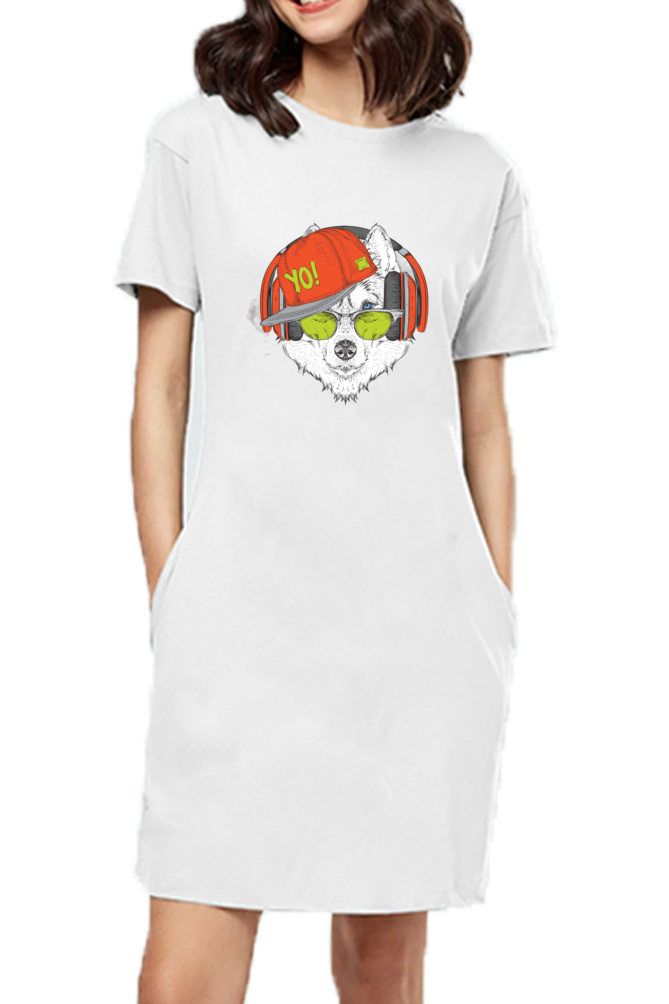 Women's T-Shirt Dress Huskies Animal