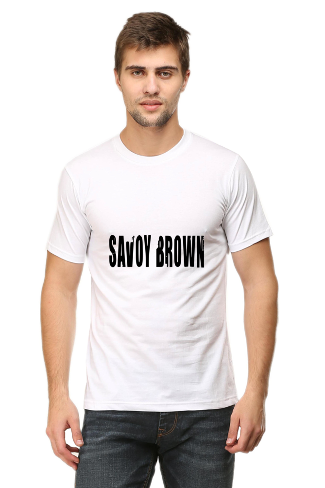 Unisex Round Neck Half Sleeve Rockblues Savoy Brown T Shirt