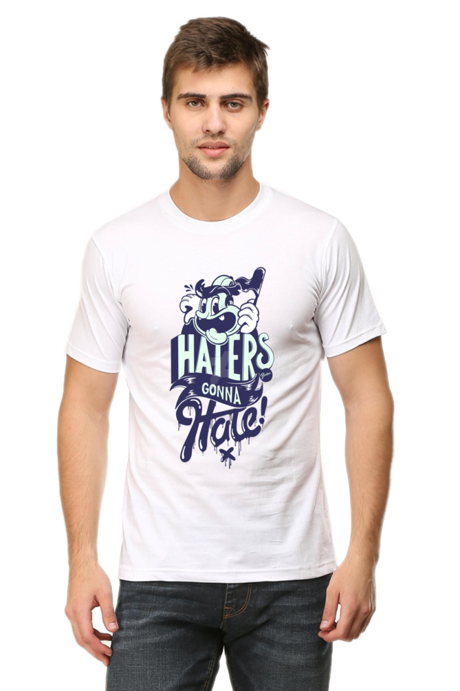 Unisex Round Neck Half Sleeve Quotes Haters Gonna T Shirt