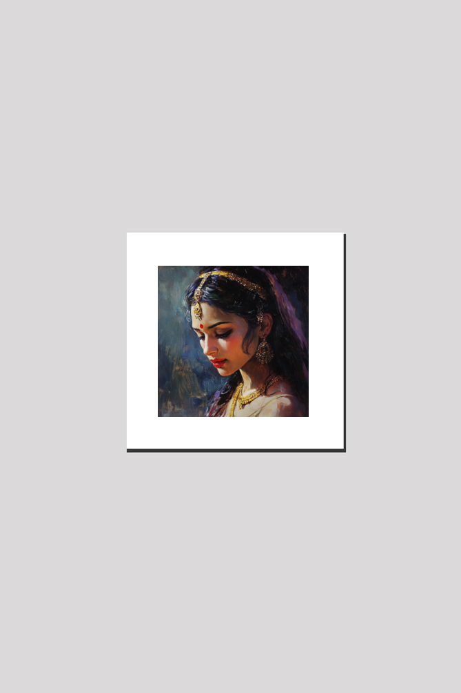 Mythology Draupadi Water Colour on Canvas with Frame | Home Decor and Wall Art