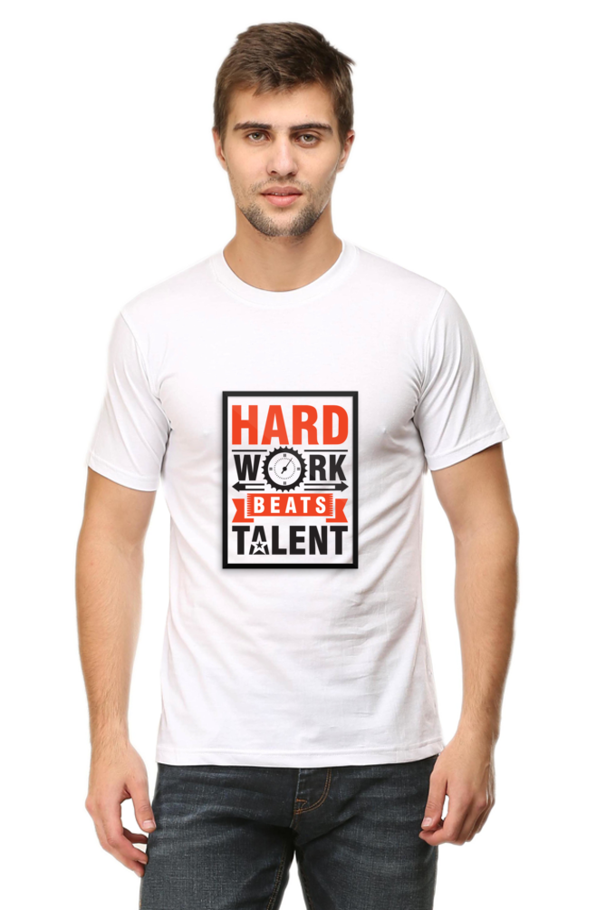 Unisex Round Neck Half Sleeve Quotes Hardwork T Shirt