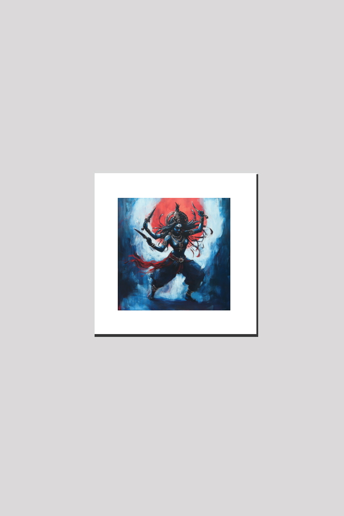 Mythology Goddess Kali Trance Oil Painting on Canvas with Frame | Home Decor and Wall Art