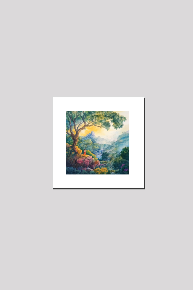 Mythology Assamese Forest Water Colour on Canvas with Frame | Home Decor and Wall Art