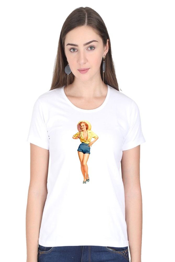 Women's Round Neck Half Sleeve Girly 8 T Shirt