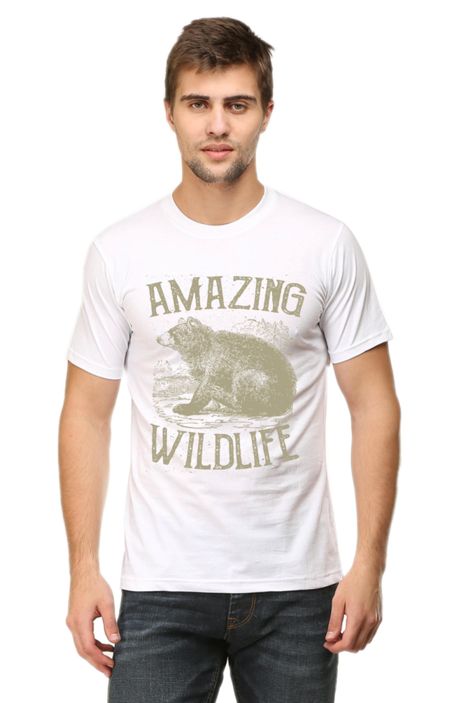 Unisex Round Neck Half Sleeve Retro Amazing Wildlife T Shirt