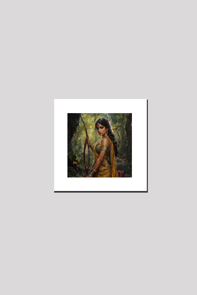 Mythology Meenakshi Oil Painting on Canvas with Frame | Home Decor and Wall Art