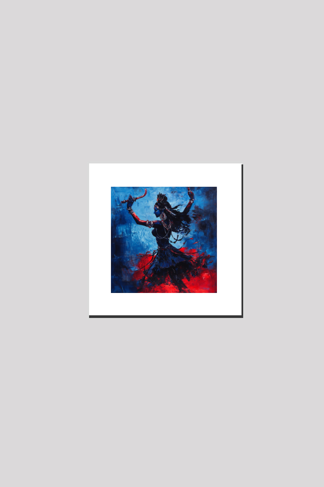 Mythology Goddess Kali Oil Painting on Canvas with Frame | Home Decor and Wall Art