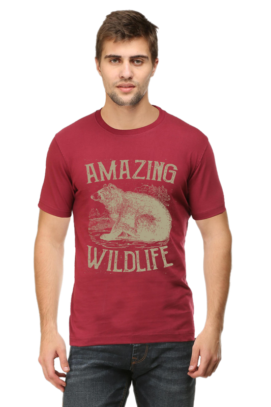 Unisex Round Neck Half Sleeve Retro Amazing Wildlife T Shirt