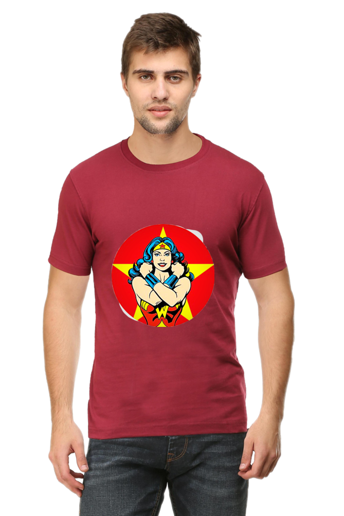 Unisex Round Neck Half Sleeve Superhero Sheman T Shirt