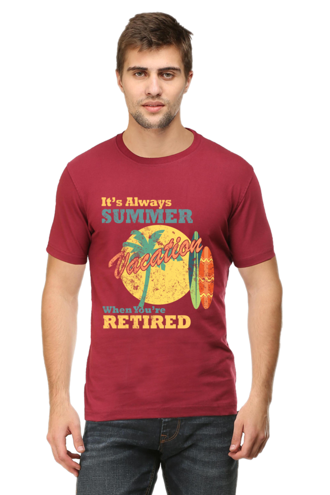 Unisex Round Neck Half Sleeve Retro Always Summer T Shirt