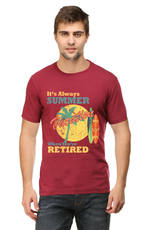 Unisex Round Neck Half Sleeve Retro Always Summer T Shirt