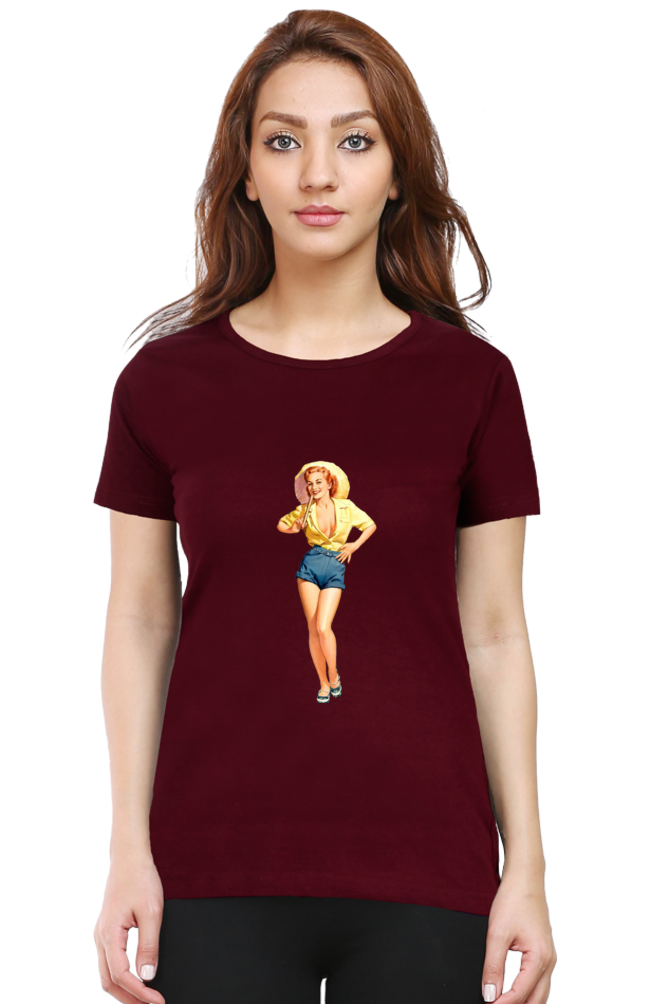 Women's Round Neck Half Sleeve Girly 8 T Shirt