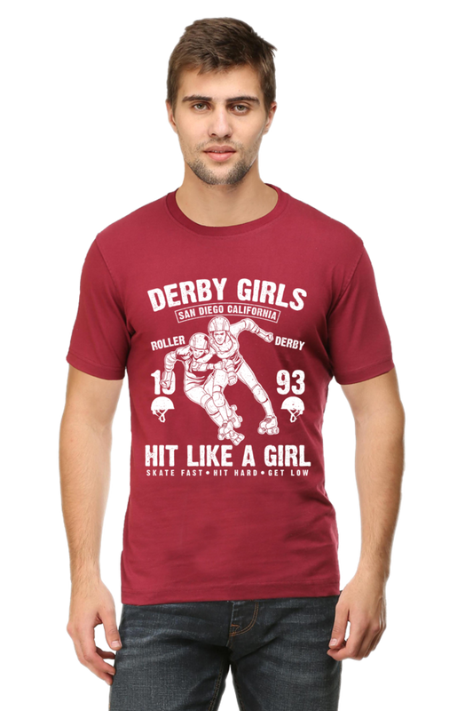 Unisex Round Neck Half Sleeve Retro Derby Girls T Shirt