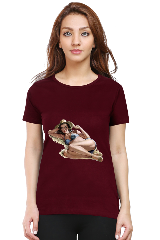 Women's Round Neck Half Sleeve Girly 37 T Shirt