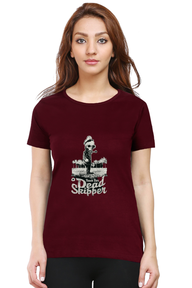 Women's Round Neck Half Sleeve Retro Deadskipper 1 T Shirt