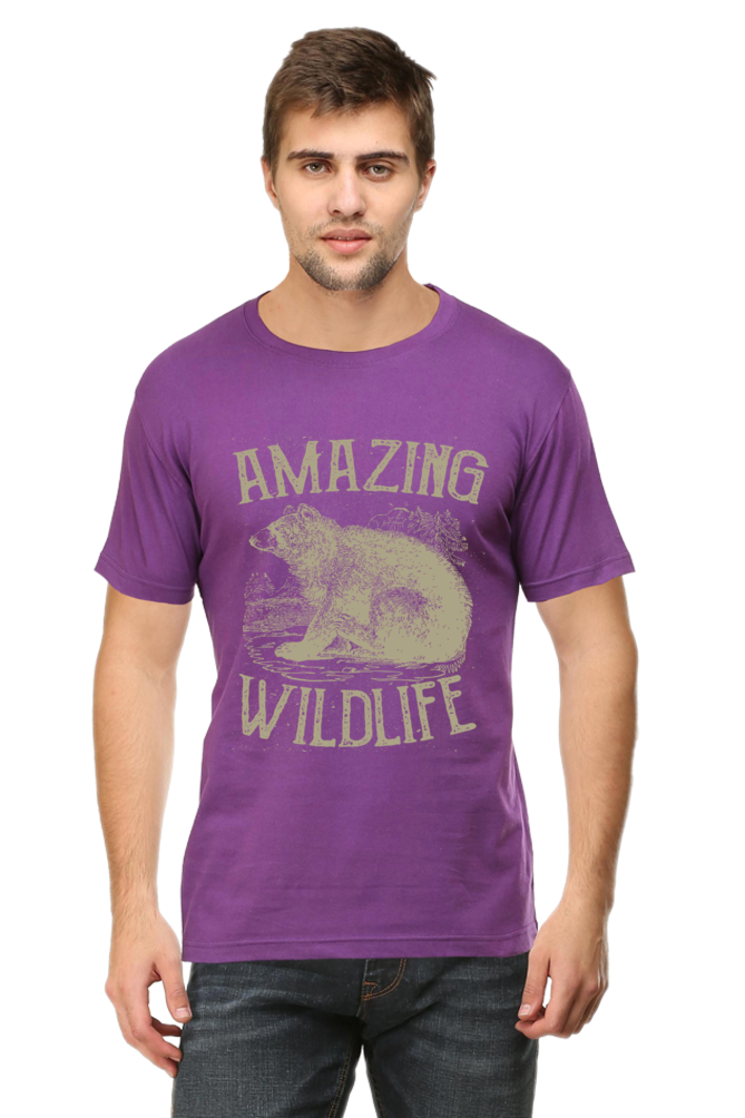 Unisex Round Neck Half Sleeve Retro Amazing Wildlife T Shirt