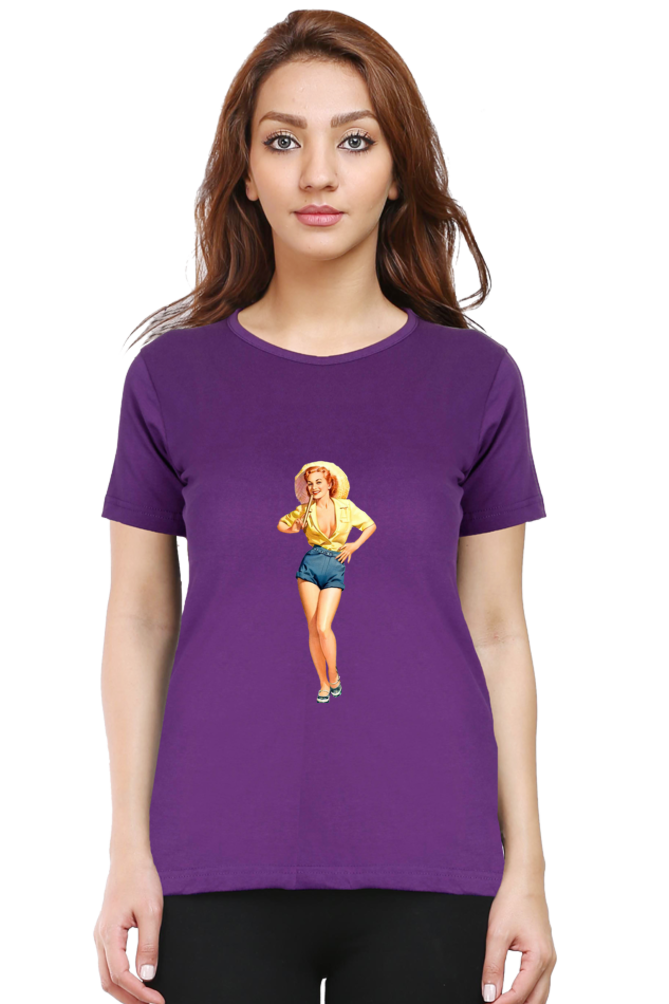 Women's Round Neck Half Sleeve Girly 8 T Shirt