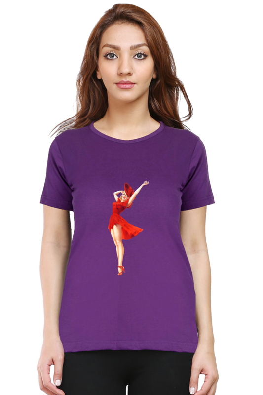 Women's Round Neck Half Sleeve Girly 1 T Shirt