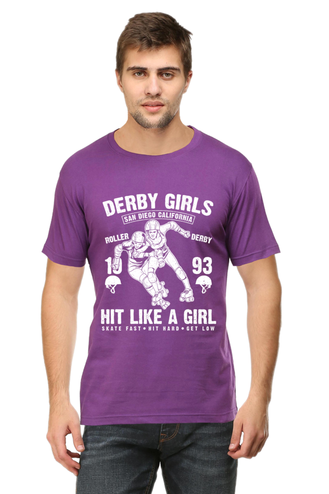 Unisex Round Neck Half Sleeve Retro Derby Girls T Shirt