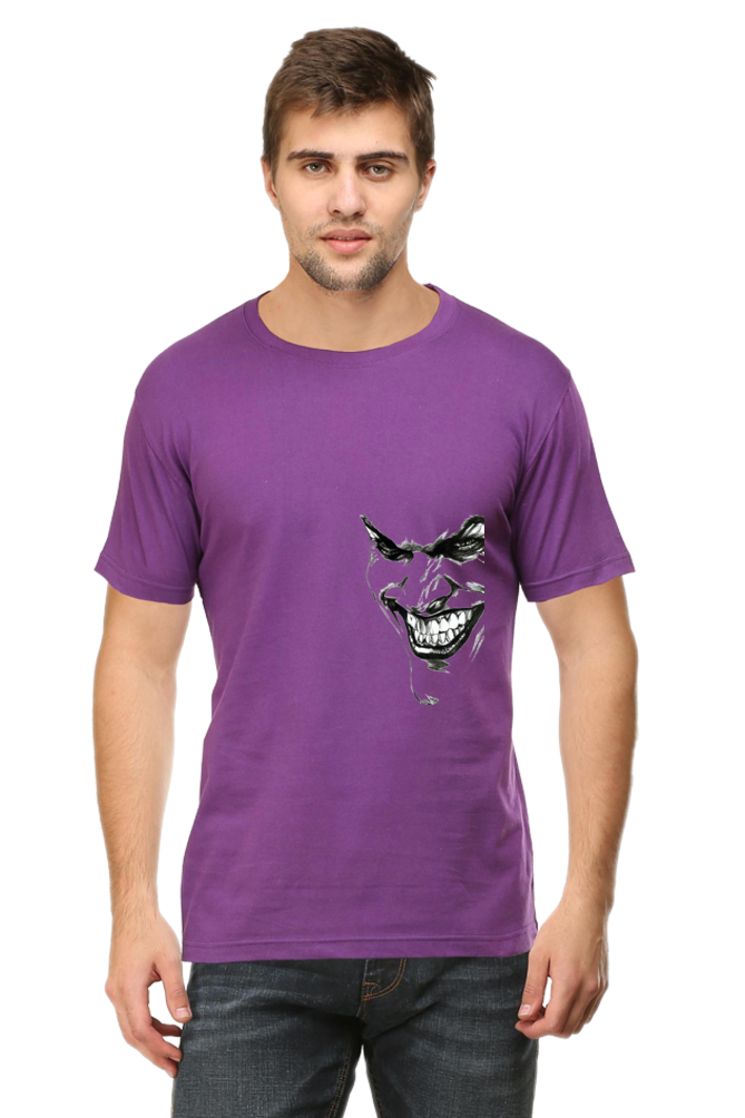 Unisex Round Neck Half Sleeve Superhero Joker Side T Shirt