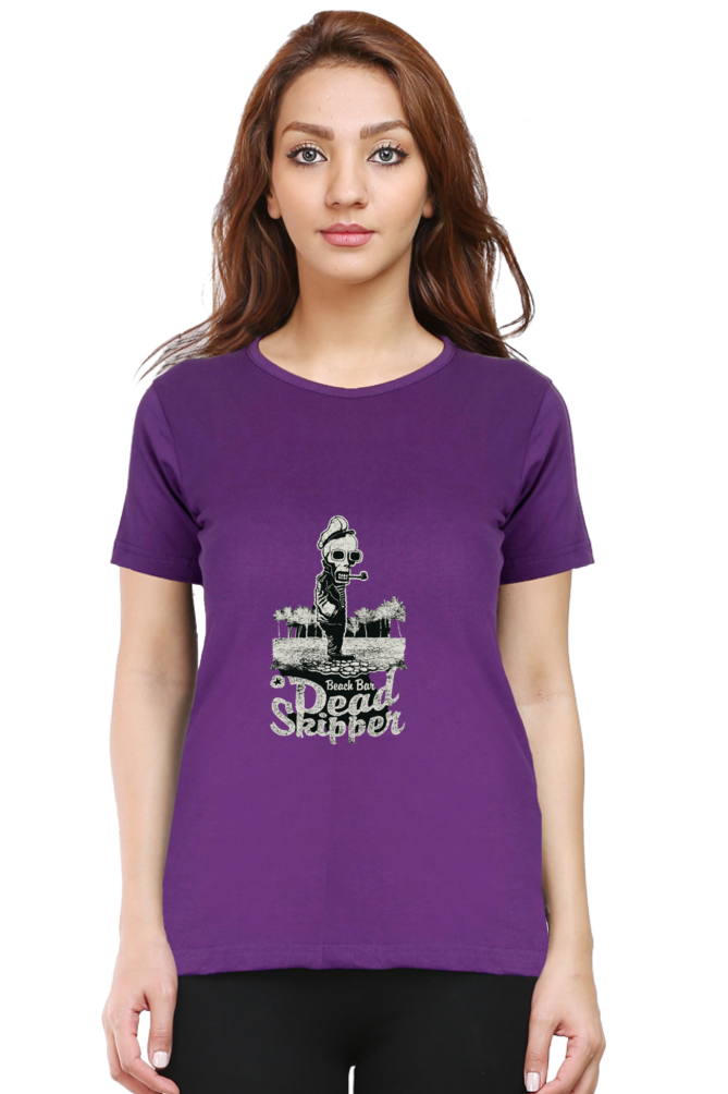 Women's Round Neck Half Sleeve Retro Deadskipper 1 T Shirt