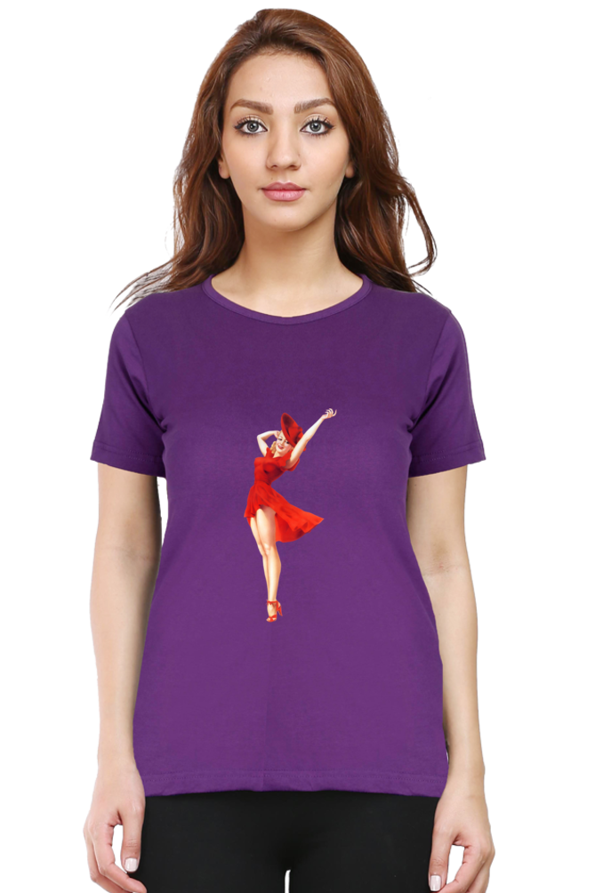 Women's Round Neck Half Sleeve Girly 1 T Shirt