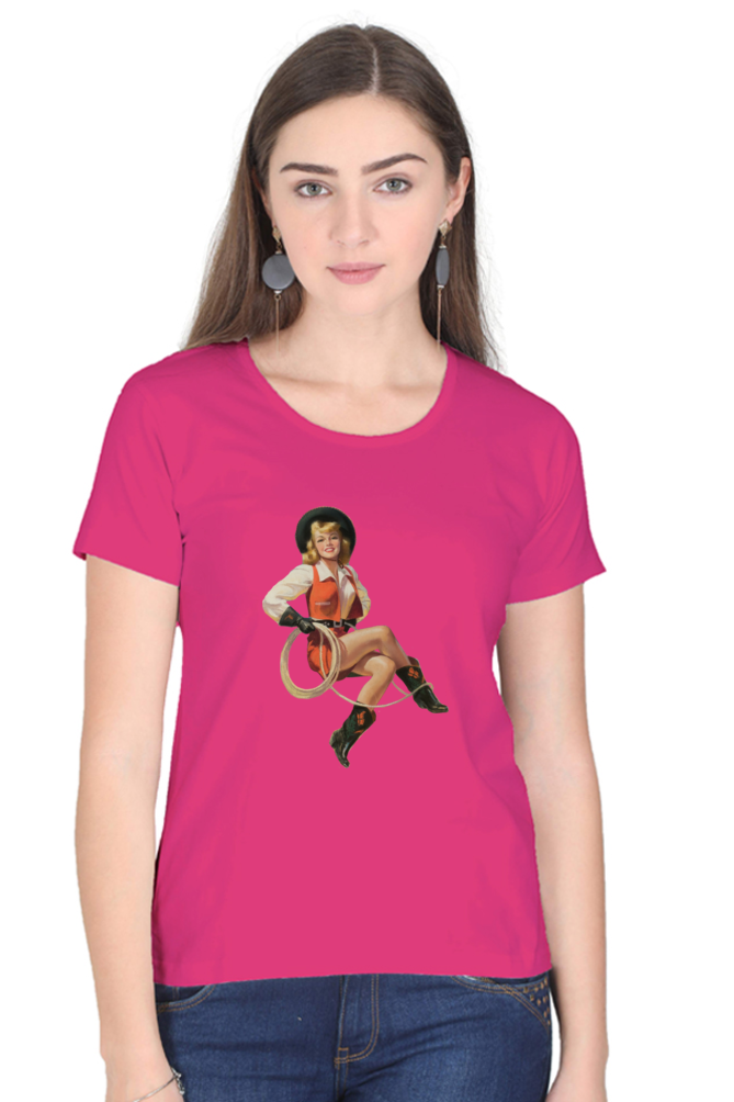 Women's Round Neck Half Sleeve Girly 27 T Shirt