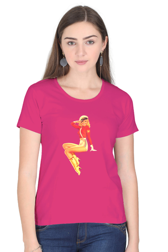 Women's Round Neck Half Sleeve Girly 26 T Shirt