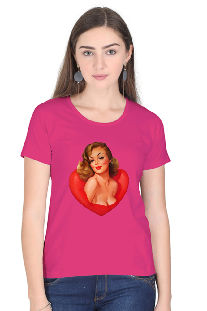 Women's Round Neck Half Sleeve Girly 16 T Shirt