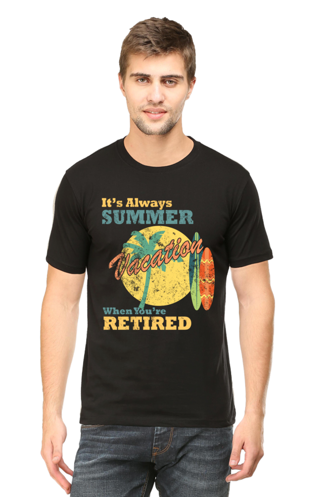 Unisex Round Neck Half Sleeve Retro Always Summer T Shirt