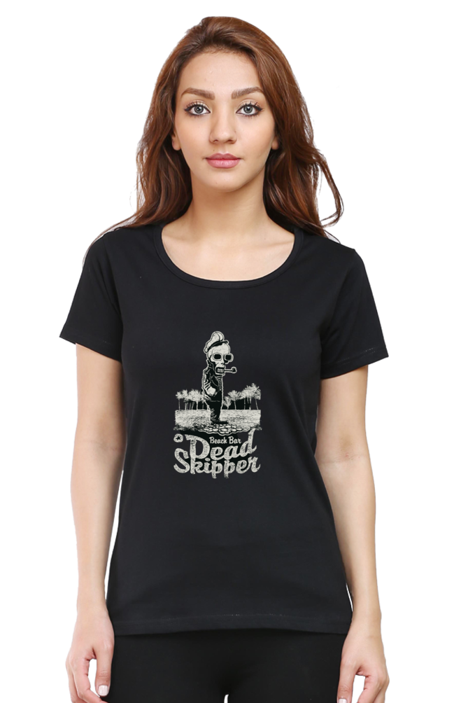 Women's Round Neck Half Sleeve Retro Deadskipper 1 T Shirt