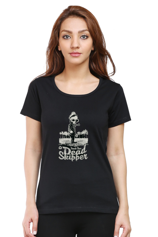 Women's Round Neck Half Sleeve Retro Deadskipper 1 T Shirt