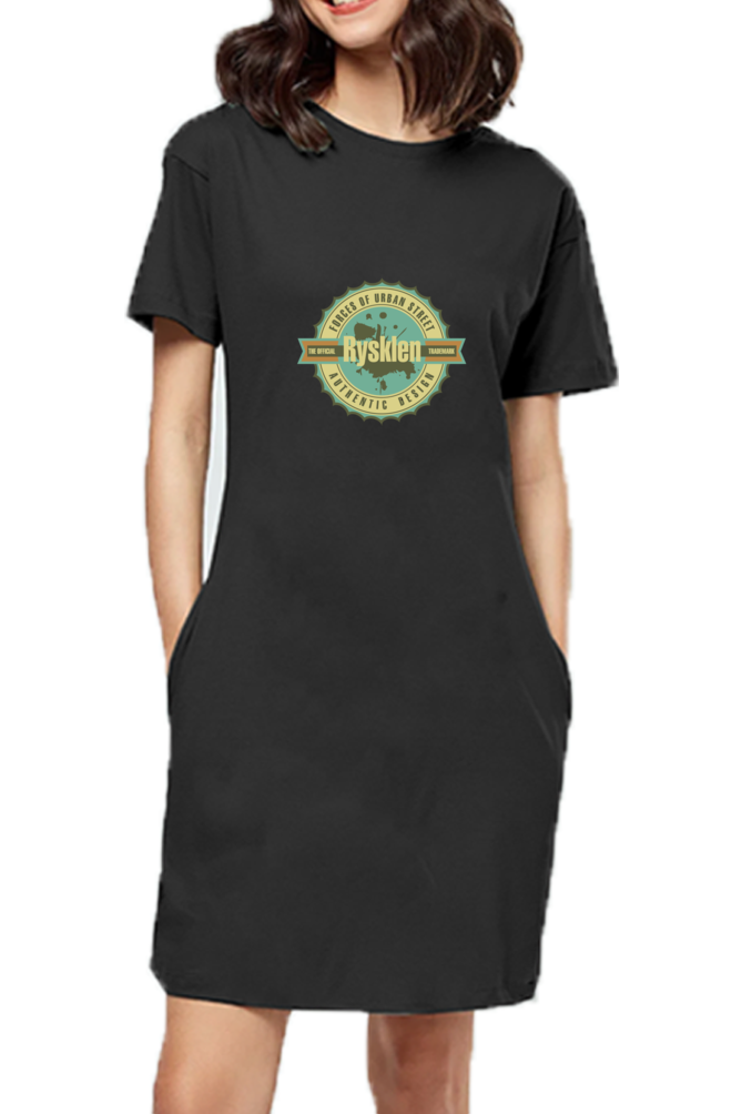 Women's Round Neck T-Shirt Dress Bysken