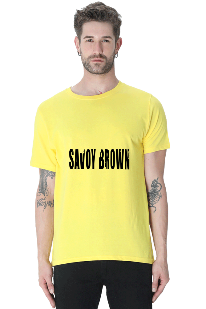 Unisex Round Neck Half Sleeve Rockblues Savoy Brown T Shirt