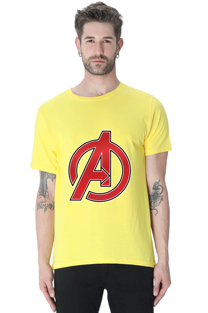 Unisex Round Neck Half Sleeve Superhero Avengers Logo T Shirt