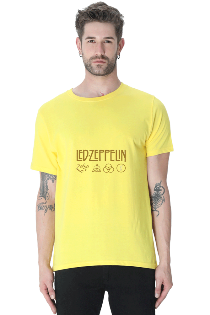 Unisex Round Neck Half Sleeve Rockblues Led Zepplin T Shirt