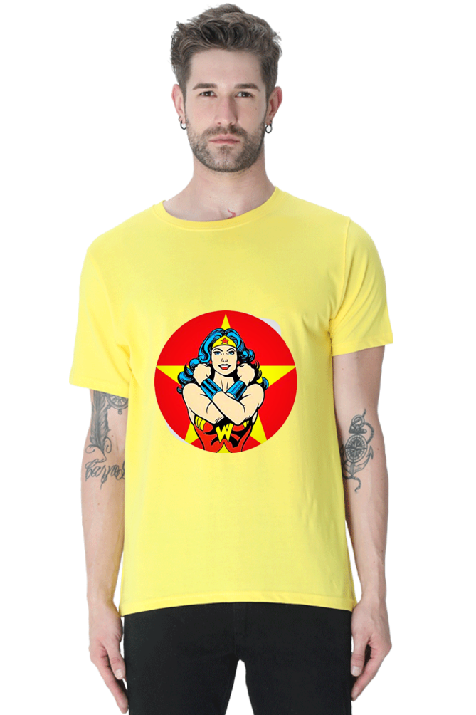 Unisex Round Neck Half Sleeve Superhero Sheman T Shirt